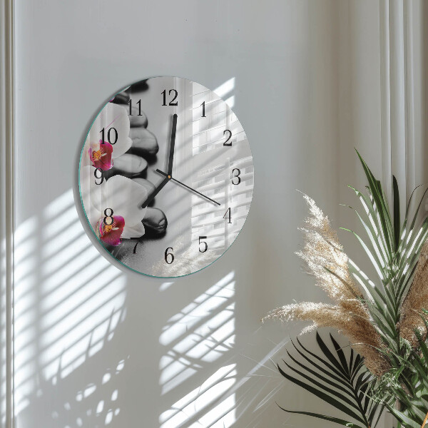 Reloj de pared redondo Piedras de orquídeas