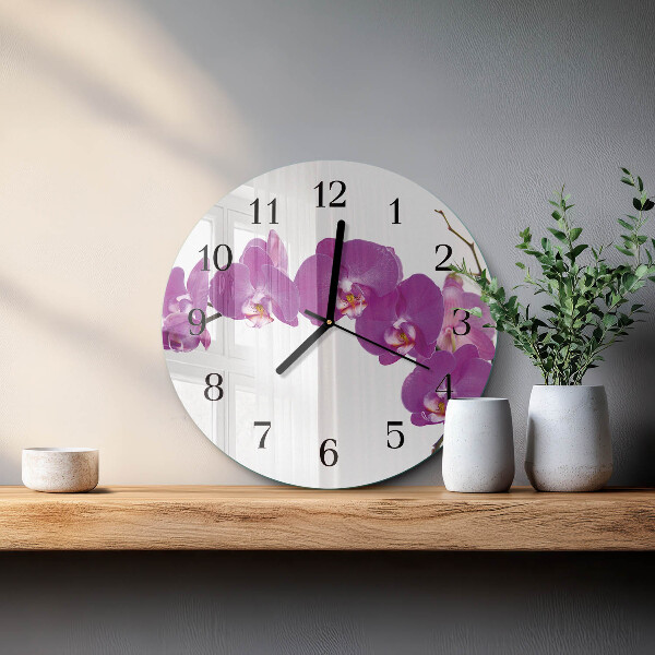 Reloj de pared redondo Orquídea