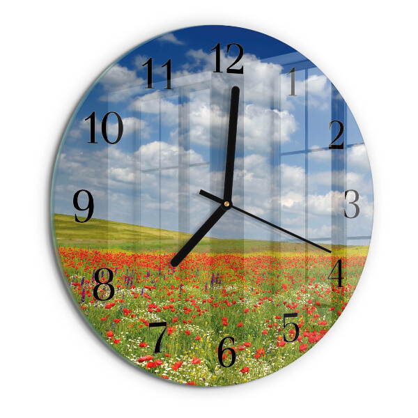Reloj de pared redondo Campo de amapolas