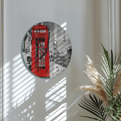 Reloj de pared redondo Cabina telefónica roja