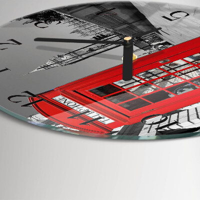 Reloj de pared redondo Cabina telefónica roja