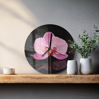 Reloj de pared redondo Orquídea
