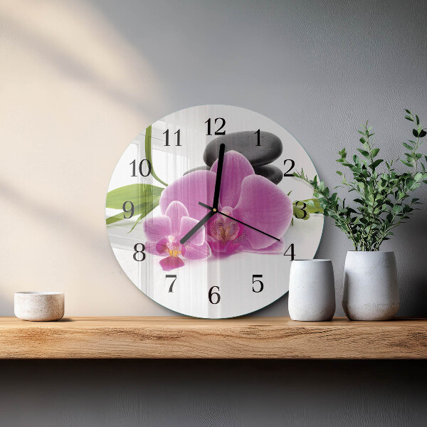 Reloj de pared redondo Orquídea