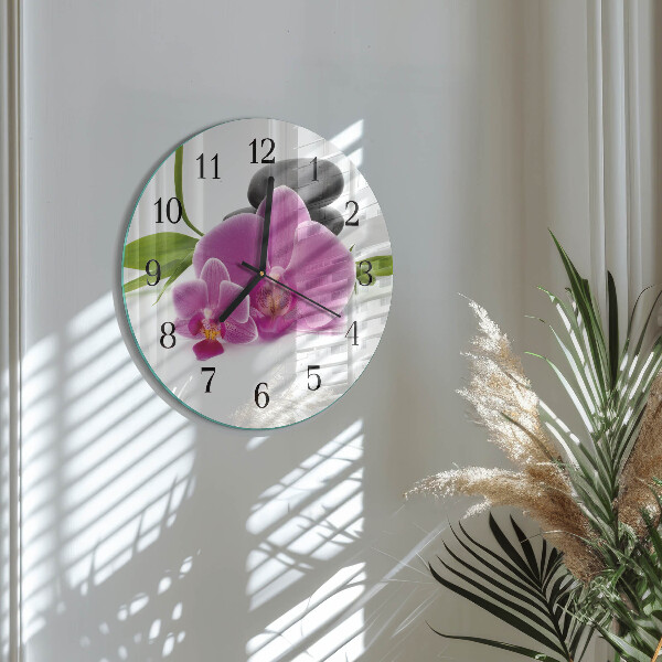Reloj de pared redondo Orquídea