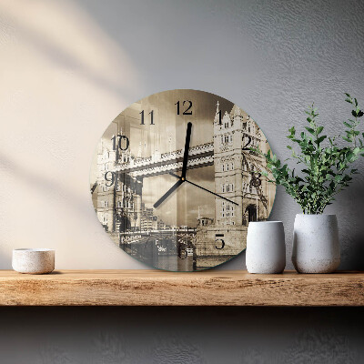 Reloj de pared redondo Puente de Londres Sepia