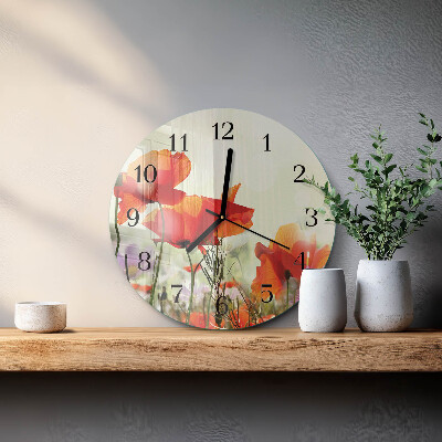 Reloj de pared redondo Amapolas