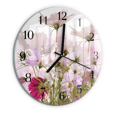 Reloj de pared redondo Flores de cosmos