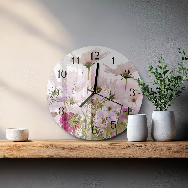 Reloj de pared redondo Flores de cosmos
