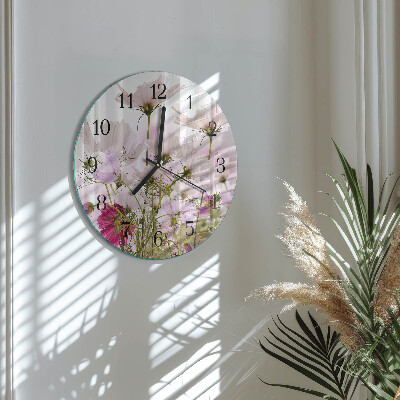 Reloj de pared redondo Flores de cosmos