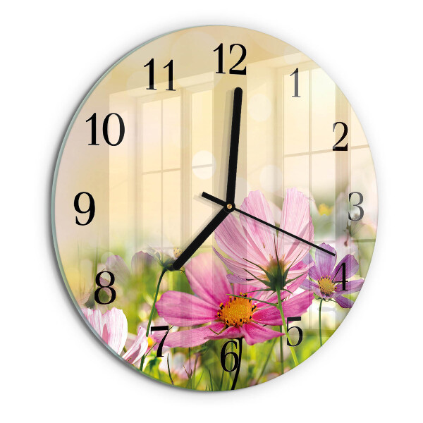 Reloj de pared redondo Flores de cosmos