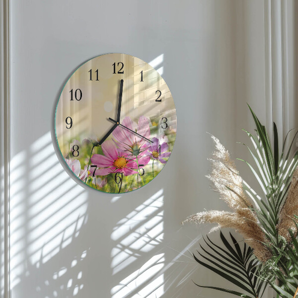 Reloj de pared redondo Flores de cosmos