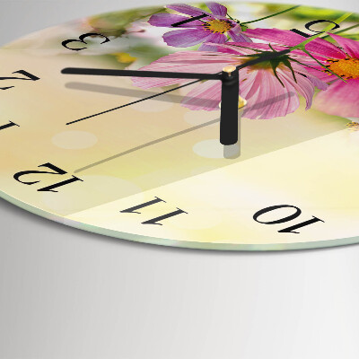 Reloj de pared redondo Flores de cosmos