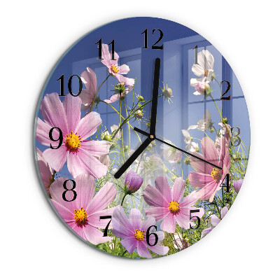 Reloj de pared redondo Flores de cosmos
