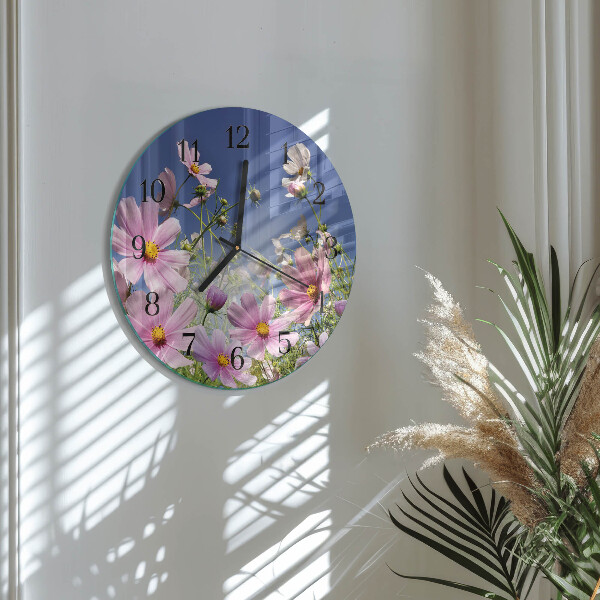 Reloj de pared redondo Flores de cosmos