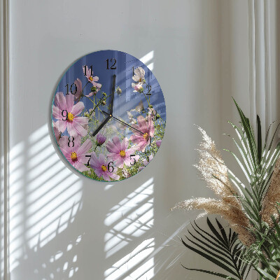 Reloj de pared redondo Flores de cosmos