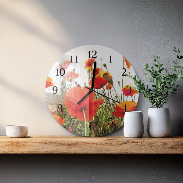 Reloj de pared redondo Amapolas