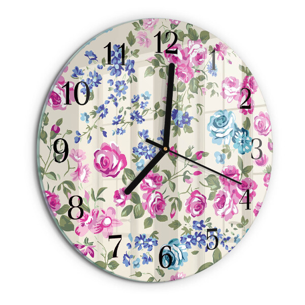 Reloj de pared redondo Rosas