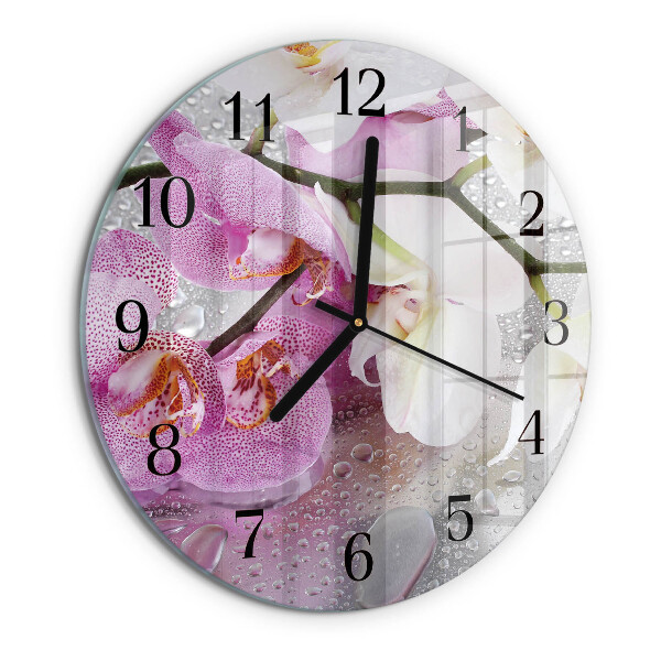 Reloj de pared redondo Orquídea