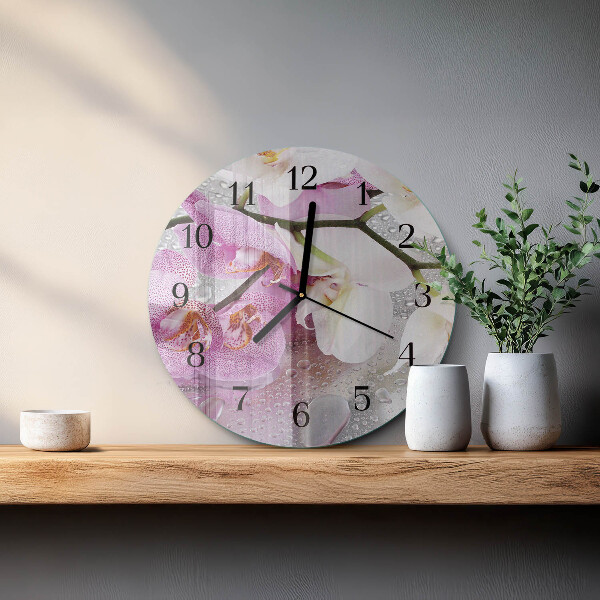Reloj de pared redondo Orquídea