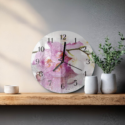 Reloj de pared redondo Orquídea