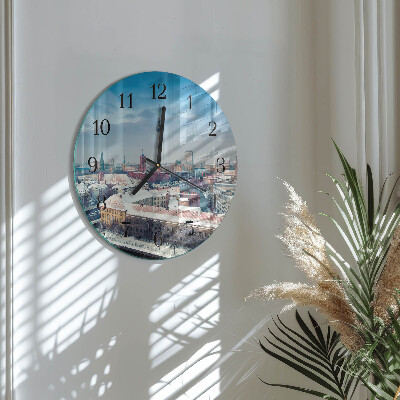 Reloj de pared redondo Ciudad de invierno