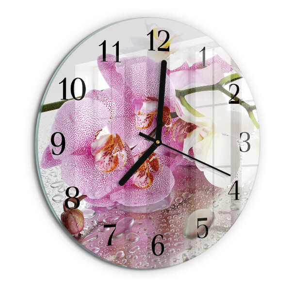 Reloj de pared redondo Orquídea