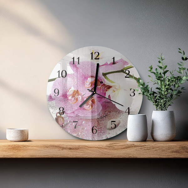 Reloj de pared redondo Orquídea