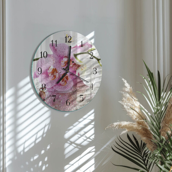 Reloj de pared redondo Orquídea