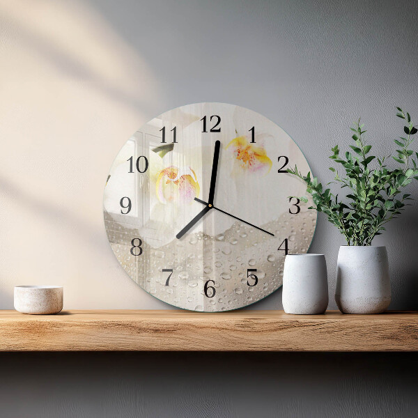 Reloj de pared redondo Orquídea