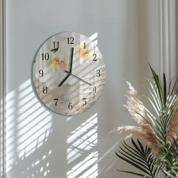 Reloj de pared redondo Orquídea