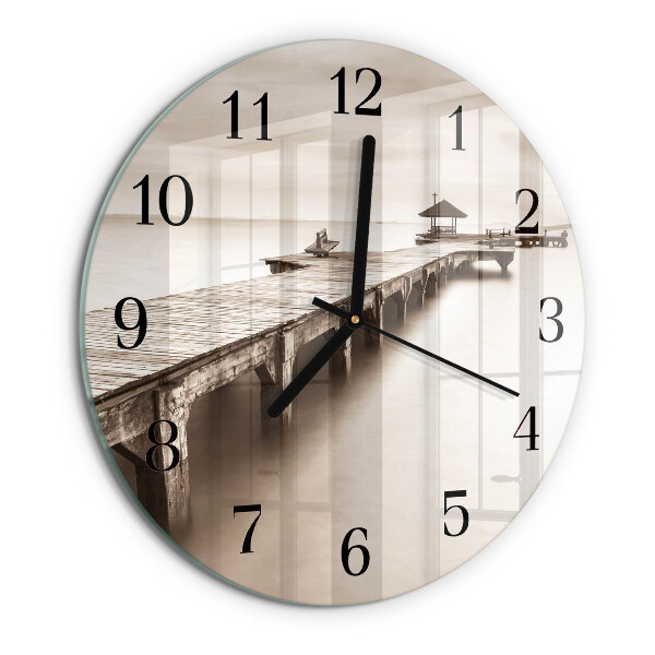 Reloj de pared redondo Puente de madera