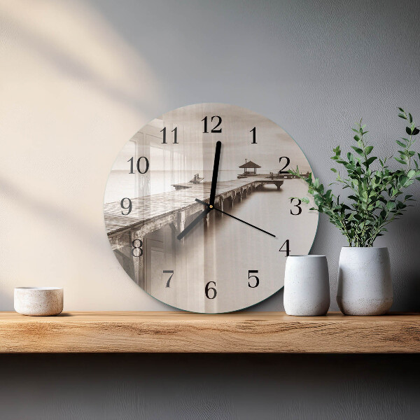 Reloj de pared redondo Puente de madera