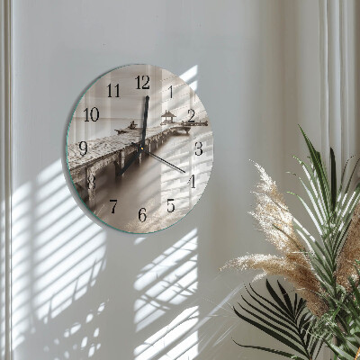 Reloj de pared redondo Puente de madera