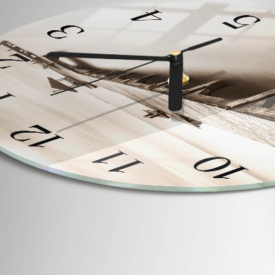 Reloj de pared redondo Puente de madera