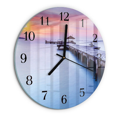 Reloj de pared redondo Puente de madera