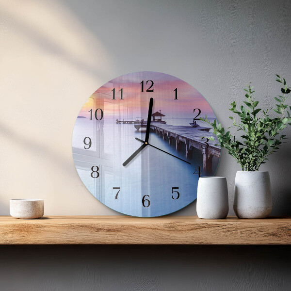 Reloj de pared redondo Puente de madera