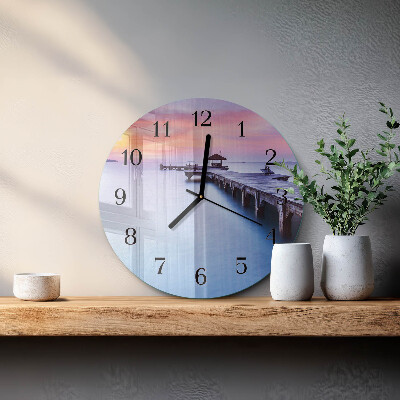 Reloj de pared redondo Puente de madera