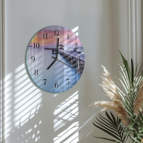 Reloj de pared redondo Puente de madera