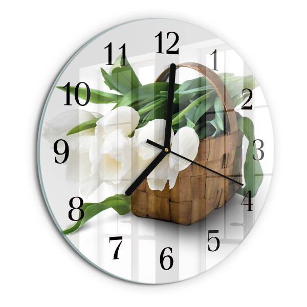 Reloj de pared redondo Cesta de tulipanes
