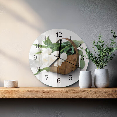 Reloj de pared redondo Cesta de tulipanes