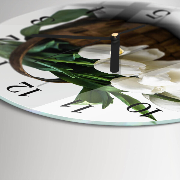 Reloj de pared redondo Cesta de tulipanes