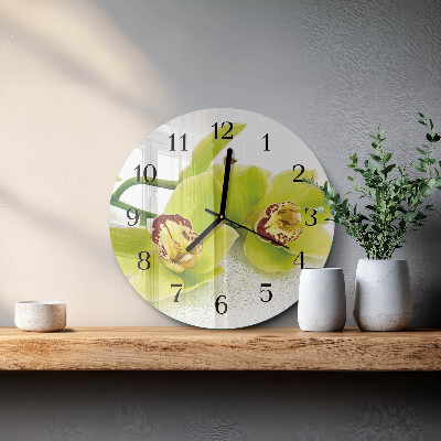 Reloj de pared redondo Orquídea