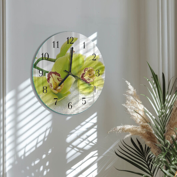 Reloj de pared redondo Orquídea