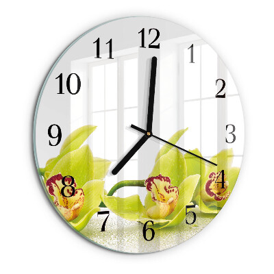 Reloj de pared redondo Orquídea