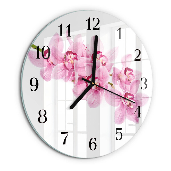 Reloj de pared redondo Orquídea