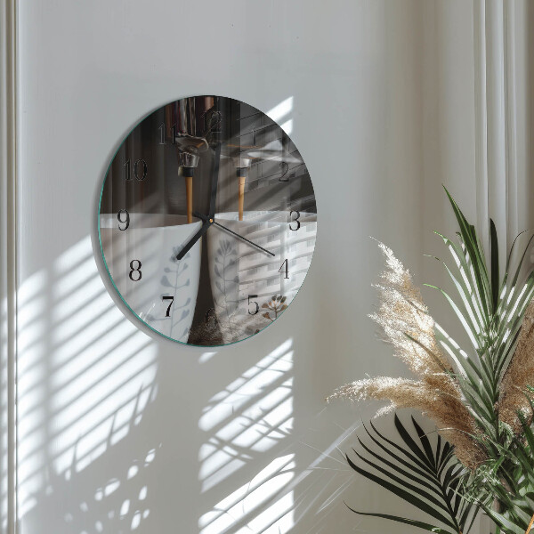Reloj de pared redondo Cafetera