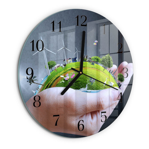 Reloj de pared redondo Tierra de Mano