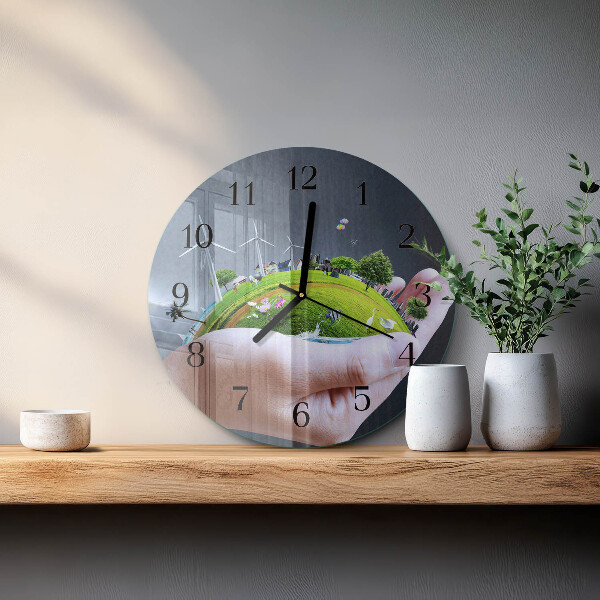 Reloj de pared redondo Tierra de Mano