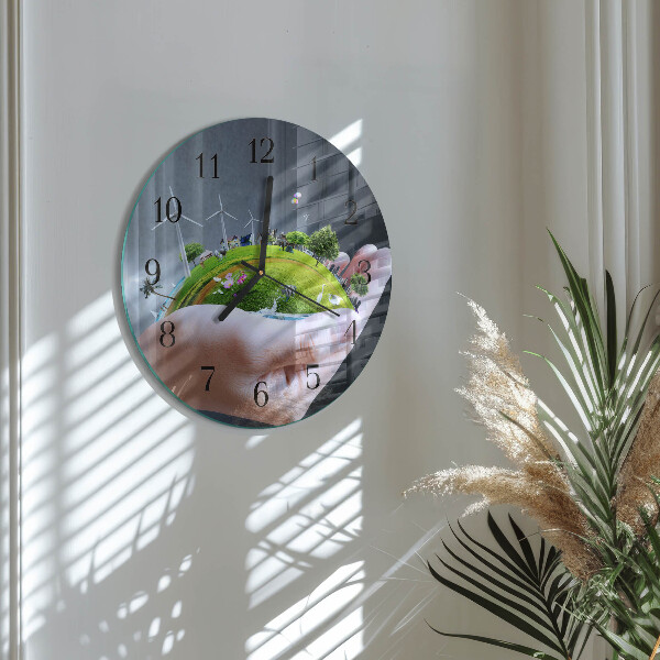 Reloj de pared redondo Tierra de Mano