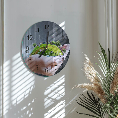 Reloj de pared redondo Tierra de Mano